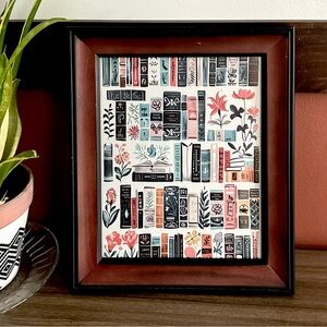 Vintage Library Canvas Art Print Books Reading Literature Wood Framed Wall Art